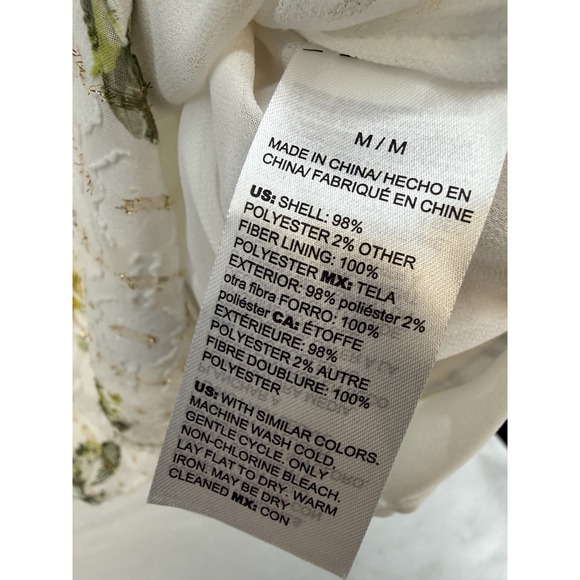 NWOT WHBM Gold Floral Long Sleeve Smocked Blouse Size Medium - Picture 6 of 6